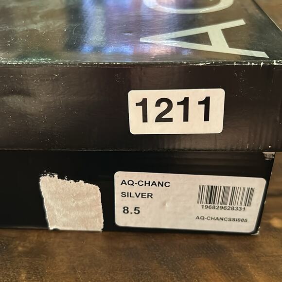 Aqua Chanc Metallic Silver High Heel Platform Sandals Square Toe Strappy NEW 8.5 - Picture 10 of 10